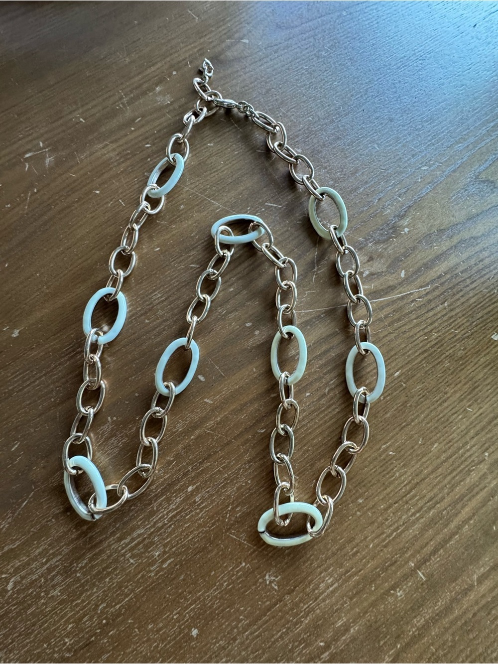 Banana Republic Gold-Tone Chain Necklace with White Oval Links